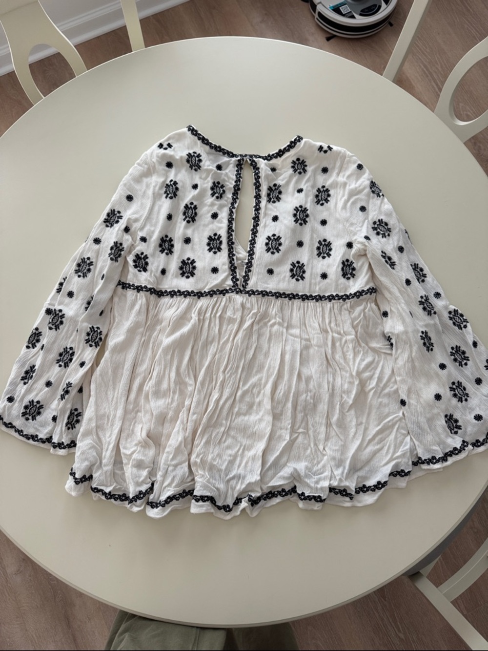 VICI -Cream Peasant Blouse with Black Embroidery - Women Tops - Picture 2 of 3